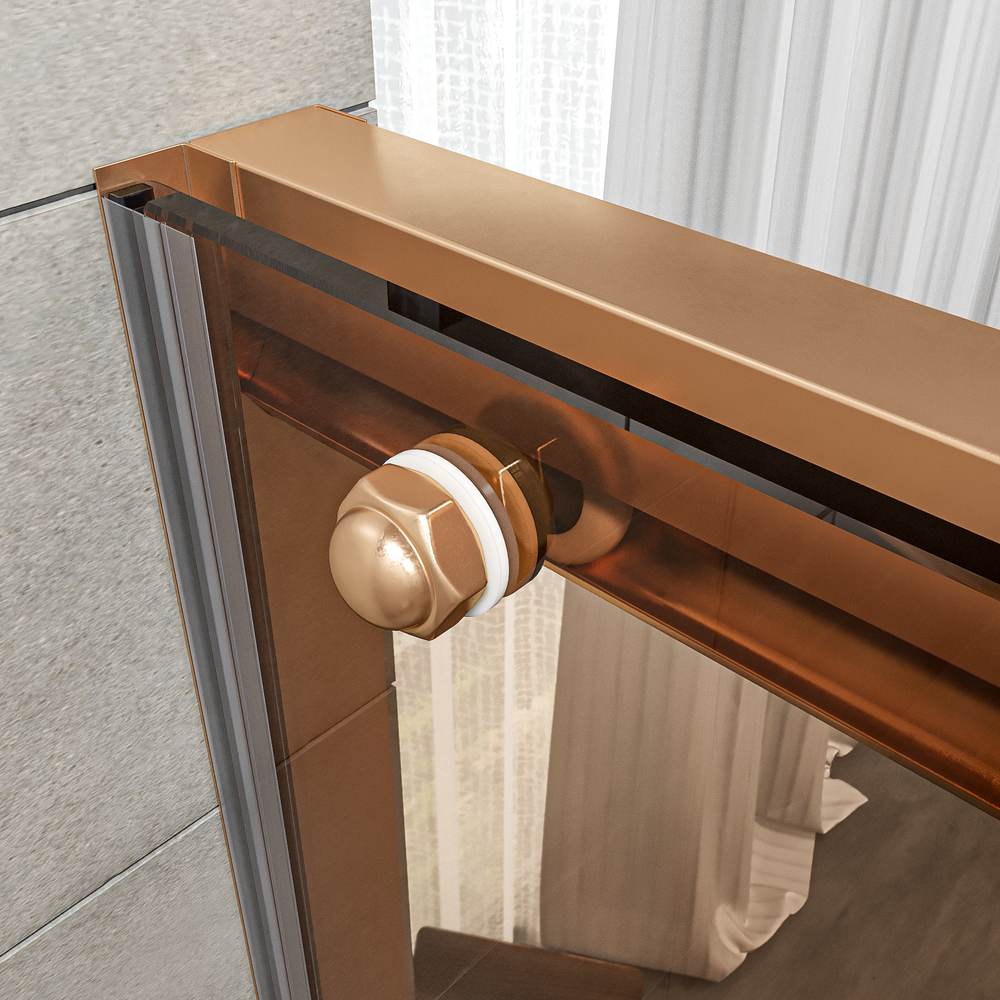 Mampara de ducha NOVUM frontal 1 fijo - 1 puerta corredera vidrio parsol bronce 6 mm. COBRE MATE - Imagen 4