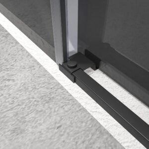 Mampara de ducha NOVUM frontal 1 fijo - 1 puerta corredera vidrio parsol gris 6 mm. GUN METAL