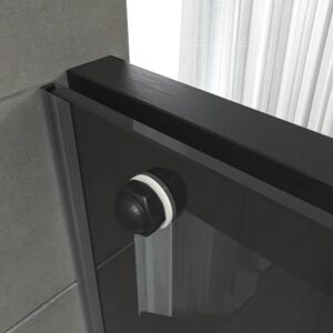 Mampara de ducha NOVUM frontal 1 fijo - 1 puerta corredera vidrio parsol gris 6 mm. GUN METAL