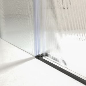 Mampara de ducha NOVUM rectangular 1 fijo - 1 puerta corredera + 1 fijo vidrio 6 mm.  vidrio acanalado ACERO INOXIDABLE Gun metal