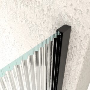 Mampara de ducha NOVUM rectangular 1 fijo - 1 puerta corredera + 1 fijo vidrio 6 mm.  vidrio acanalado ACERO INOXIDABLE Gun metal