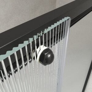 Mampara de ducha NOVUM rectangular 1 fijo - 1 puerta corredera + 1 fijo vidrio 6 mm.  vidrio acanalado ACERO INOXIDABLE Gun metal