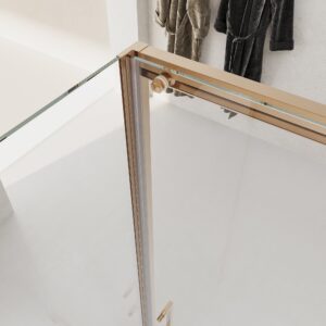 Mampara de ducha NOVUM rectangular 1 fijo - 1 puerta corredera + 1 fijo vidrio 6 mm.  transparente ACERO INOXIDABLE Cobre mate