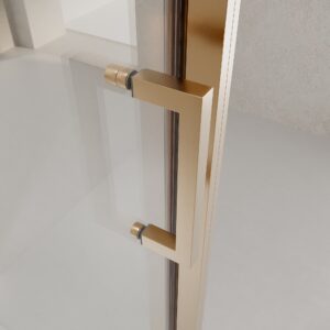 Mampara de ducha NOVUM rectangular 1 fijo - 1 puerta corredera + 1 fijo vidrio 6 mm.  transparente ACERO INOXIDABLE Cobre mate