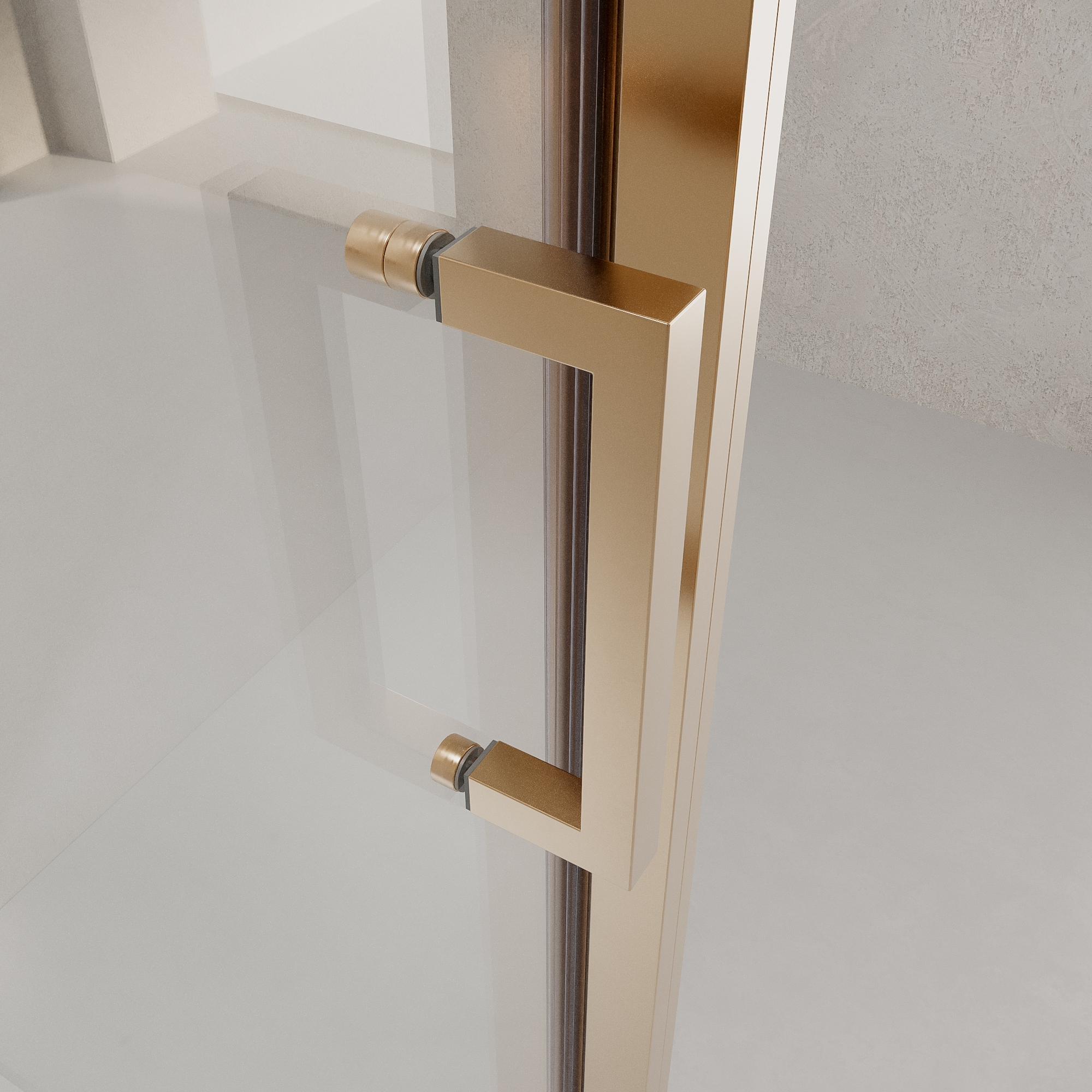 Mampara de ducha NOVUM rectangular 1 fijo - 1 puerta corredera + 1 fijo vidrio 6 mm. transparente ACERO INOXIDABLE Cobre mate - Imagen 2