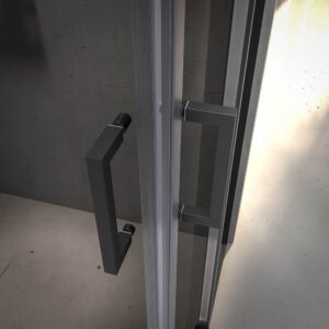 Mampara de ducha NOVUM rectangular 2 fijos - 2 puertas correderas vidrio 6 mm. Parsol gris ACERO INOXIDABLE Gun metal