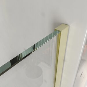 Mampara de ducha NOVUM rectangular 1 fijo - 1 puerta corredera + 1 fijo vidrio 6 mm.  transparente ACERO INOXIDABLE Oro mate