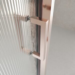 Mampara de ducha NOVUM rectangular 1 fijo - 1 puerta corredera + 1 fijo vidrio 6 mm.  vidrio acanalado ACERO INOXIDABLE Oro rosa