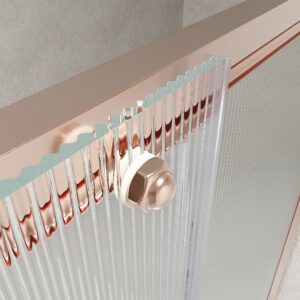 Mampara de ducha NOVUM rectangular 1 fijo - 1 puerta corredera + 1 fijo vidrio 6 mm.  vidrio acanalado ACERO INOXIDABLE Oro rosa