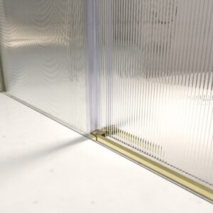 Mampara de ducha NOVUM rectangular 2 fijos - 2 puertas correderas vidrio 6 mm. Acanalado ACERO INOXIDABLE Oro mate