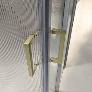 Mampara de ducha NOVUM rectangular 2 fijos - 2 puertas correderas vidrio 6 mm. Acanalado ACERO INOXIDABLE Oro mate