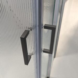 Mampara de ducha NOVUM rectangular 2 fijos - 2 puertas correderas vidrio 6 mm. Acanalado ACERO INOXIDABLE Gun metal