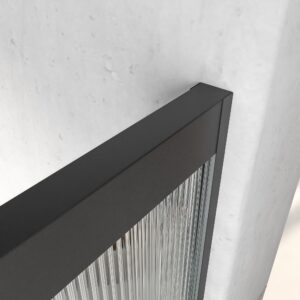 Mampara de ducha NOVUM rectangular 2 fijos - 2 puertas correderas vidrio 6 mm. Acanalado ACERO INOXIDABLE Gun metal