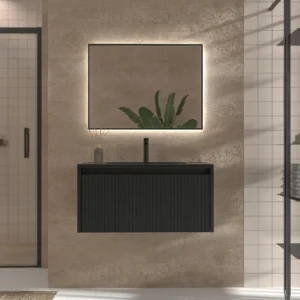 Mueble de baño BINARIO suspendido 1 cajón acabado NEGRO