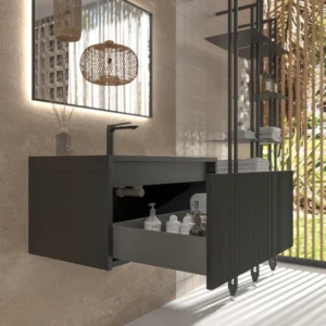 Mueble de baño BINARIO suspendido 1 cajón acabado NEGRO