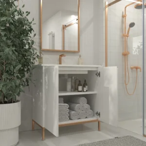 Mueble de baño BLANCA  con patas 2 puertas acabado blanco