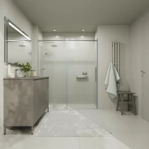 Mueble de baño BLANCA  con patas 4 puertas gris cuarzo