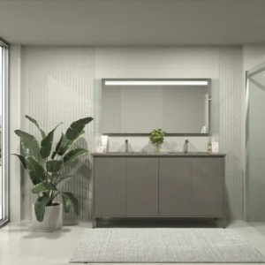 Mueble de baño BLANCA  con patas 4 puertas gris cuarzo