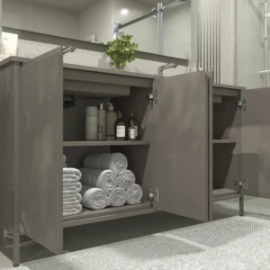 Mueble de baño BLANCA  con patas 4 puertas gris cuarzo