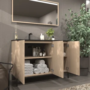 Mueble de baño BLANCA  con patas 3 puertas acabado  moka