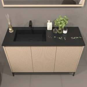 Mueble de baño BLANCA  con patas 3 puertas acabado  moka