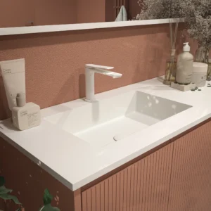 Mueble de baño BLANCA  con patas 5 puertas rojo beige