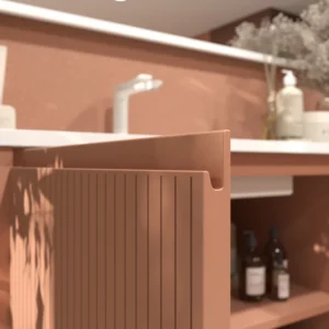 Mueble de baño BLANCA  con patas 5 puertas rojo beige