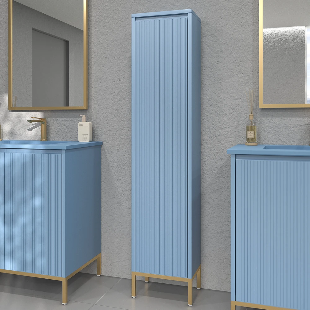 Mueble de baño BLANCA con patas 2 puertas acabado azul pastel - Imagen 6