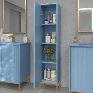 Mueble de baño BLANCA  con patas 2 puertas acabado azul pastel