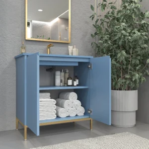 Mueble de baño BLANCA  con patas 2 puertas acabado azul pastel