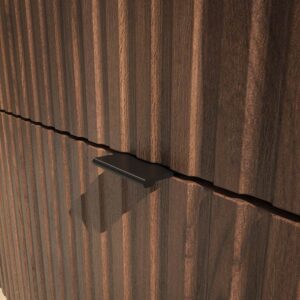 Mueble de baño FLEX con patas 2 cajones/1puerta acabado CASTAÑO con lavabo semiencastrado Solid Surface NEGRO