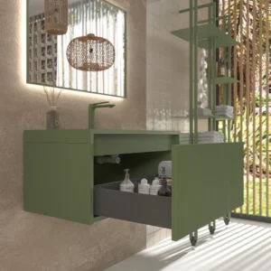Mueble de baño BINARIO suspendido 1 cajón acabado  VERDE RESEDA