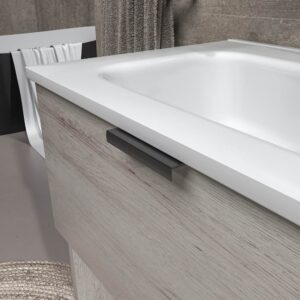 Mueble de baño suspendido 1 cajón- 1 hueco MIREIA  ROBLE MOZART  con lavabo porcelana BLANCO