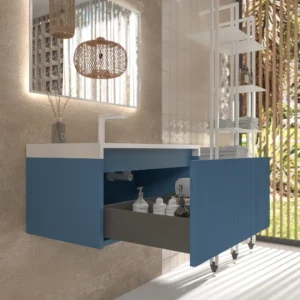 Mueble de baño BINARIO suspendido 1 cajón acabado  AZUL LEJANIA