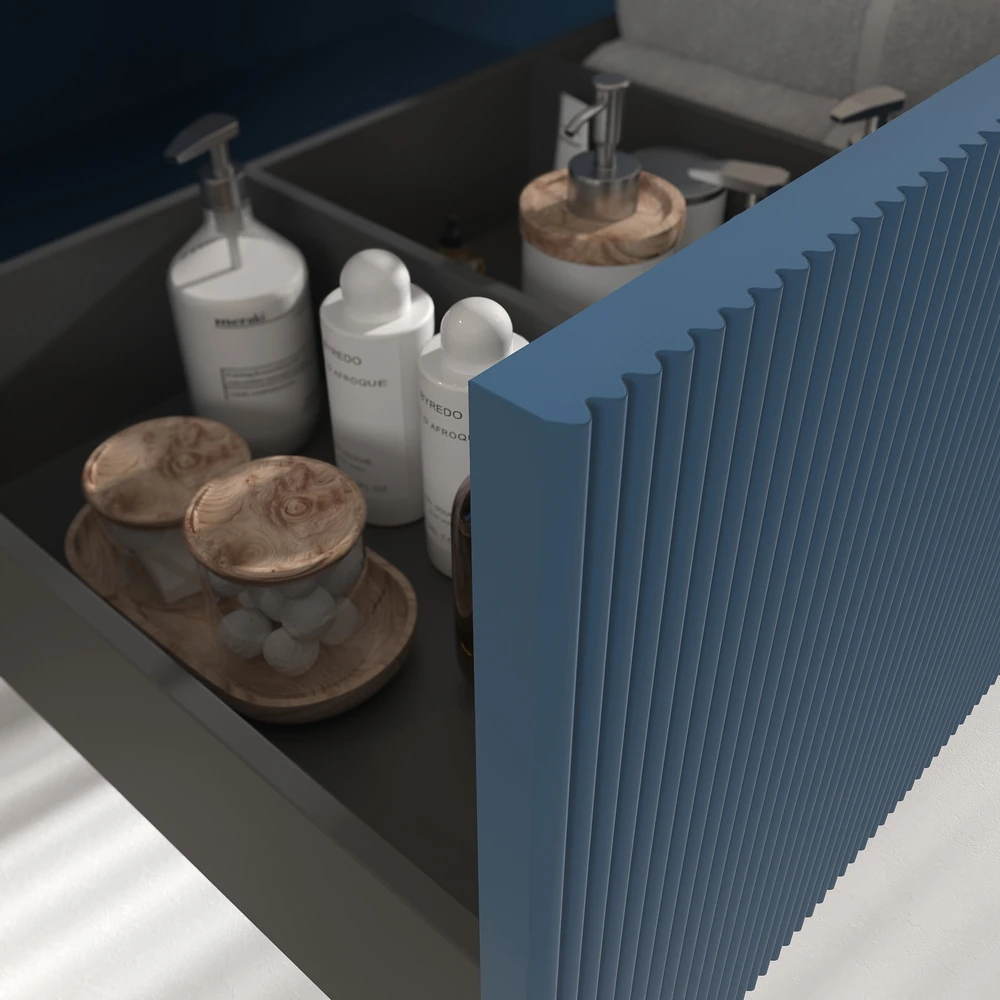 Mueble de baño BINARIO suspendido 1 cajón acabado AZUL LEJANIA - Imagen 3