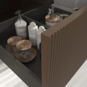 Mueble de baño BINARIO suspendido 1 cajón acabado  MARRON CLARO