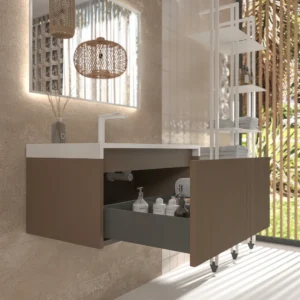 Mueble de baño BINARIO suspendido 1 cajón acabado  MARRON CLARO