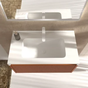 Mueble de baño BINARIO suspendido 1 cajón acabado  PARDO NARANJA