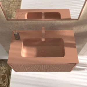 Mueble de baño BINARIO suspendido 1 cajón acabado  ROJO BEIGE