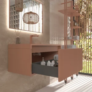 Mueble de baño BINARIO suspendido 1 cajón acabado  ROJO BEIGE