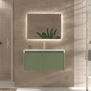 Mueble de baño BINARIO suspendido 1 cajón acabado  VERDE PALIDO