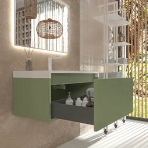 Mueble de baño BINARIO suspendido 1 cajón acabado  VERDE PALIDO