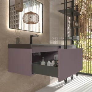Mueble de baño BINARIO suspendido 1 cajón acabado  VIOLETA PASTEL