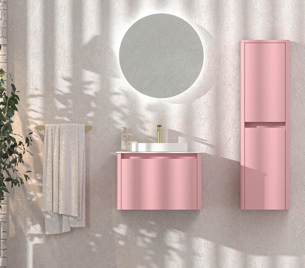 Mueble de baño FUSE suspendido 1 cajón ROSA CLARO