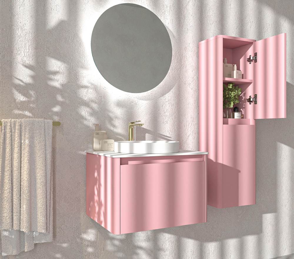Mueble de baño FUSE suspendido 1 cajón ROSA CLARO - Imagen 5