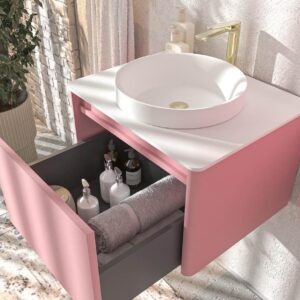 Mueble de baño FUSE suspendido 1 cajón ROSA CLARO