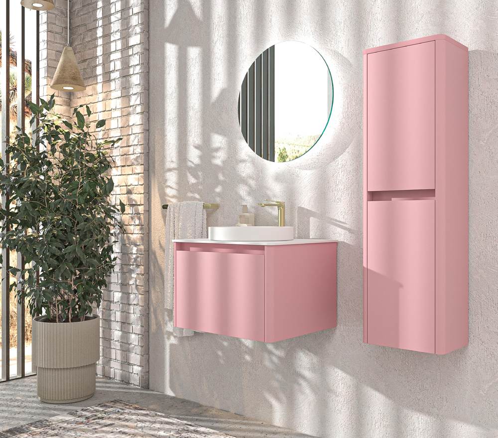 Mueble de baño FUSE suspendido 1 cajón ROSA CLARO - Imagen 7