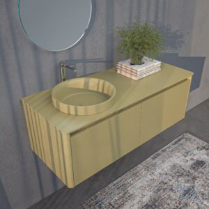 Mueble de baño FUSE suspendido 2 cajones AMARILLO OLIVA