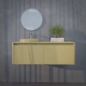 Mueble de baño FUSE suspendido 2 cajones AMARILLO OLIVA