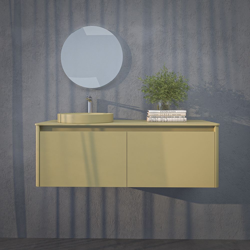 Mueble de baño FUSE suspendido 2 cajones AMARILLO OLIVA
